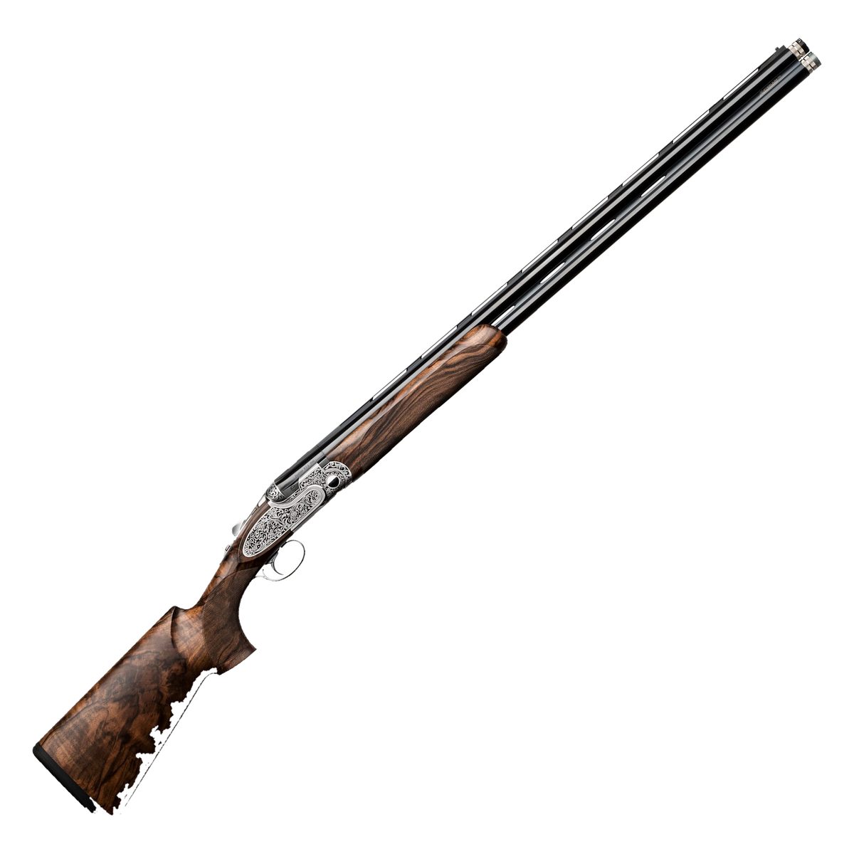 Beretta DT11 EELL over-and-under shotgun with engraved silver action and figured walnut stock